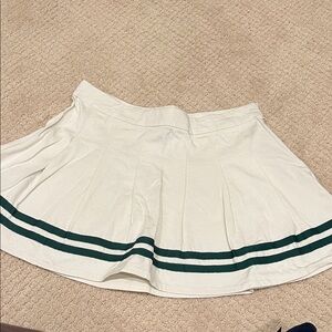 Prince pickleball skirt Women's White Pleated with Green Stripes